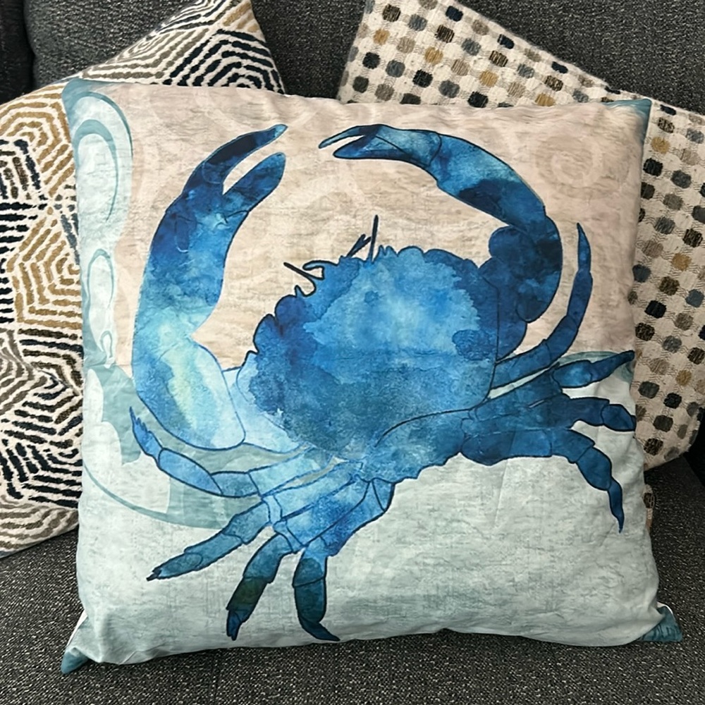 🇺🇸 Colorful Blue Crab Sofa Pillow Cover